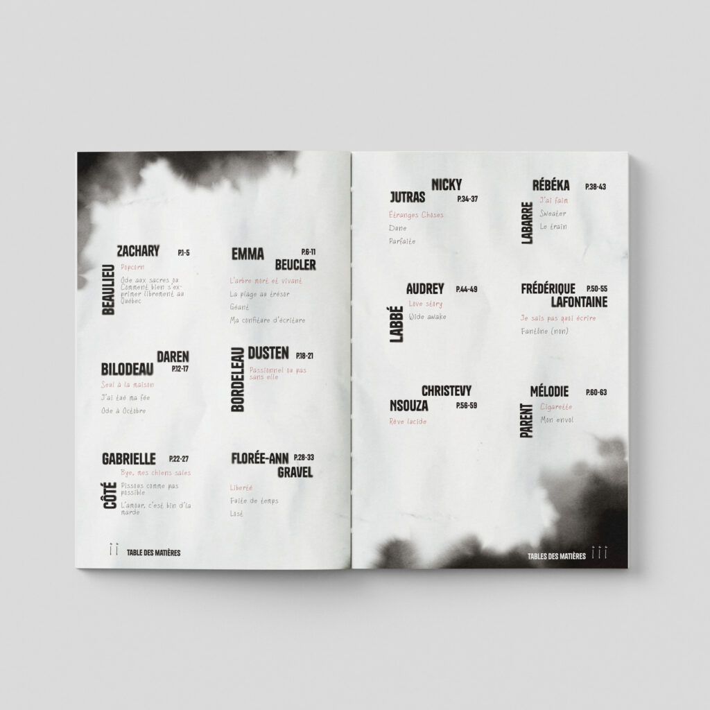 table des matière recueil